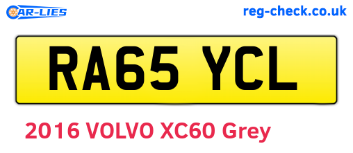 RA65YCL are the vehicle registration plates.