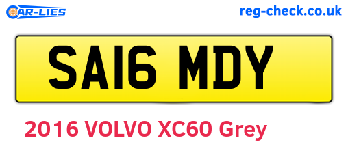 SA16MDY are the vehicle registration plates.