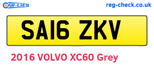 SA16ZKV are the vehicle registration plates.