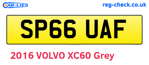 SP66UAF are the vehicle registration plates.
