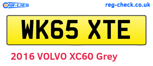 WK65XTE are the vehicle registration plates.