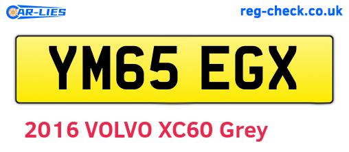 YM65EGX are the vehicle registration plates.