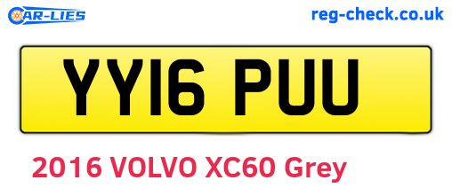 YY16PUU are the vehicle registration plates.