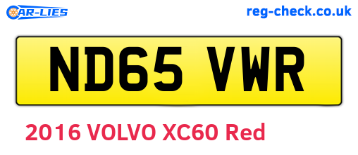 ND65VWR are the vehicle registration plates.