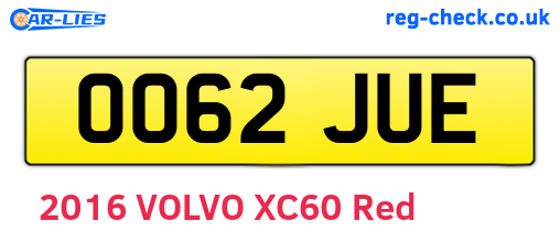 OO62JUE are the vehicle registration plates.