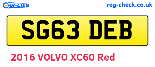 SG63DEB are the vehicle registration plates.