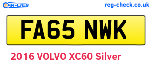 FA65NWK are the vehicle registration plates.