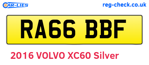 RA66BBF are the vehicle registration plates.