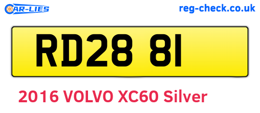 RD2881 are the vehicle registration plates.