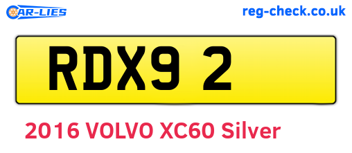 RDX92 are the vehicle registration plates.