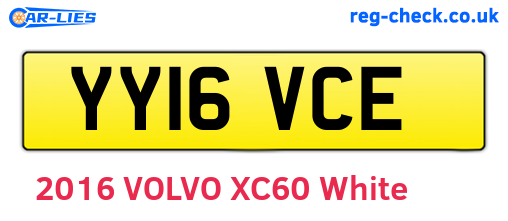 YY16VCE are the vehicle registration plates.