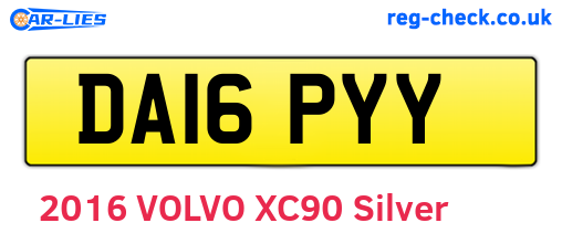 DA16PYY are the vehicle registration plates.