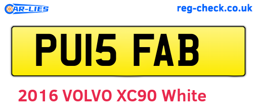 PU15FAB are the vehicle registration plates.
