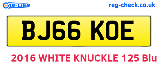 BJ66KOE are the vehicle registration plates.