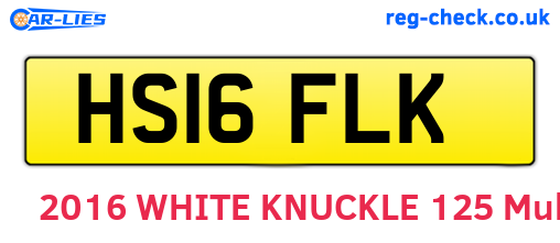HS16FLK are the vehicle registration plates.