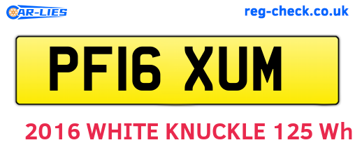 PF16XUM are the vehicle registration plates.