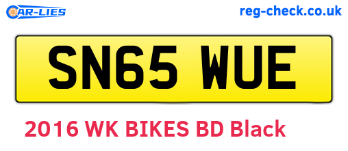 SN65WUE are the vehicle registration plates.