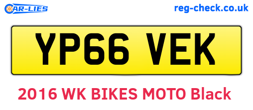 YP66VEK are the vehicle registration plates.