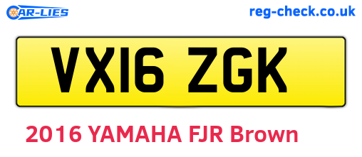 VX16ZGK are the vehicle registration plates.