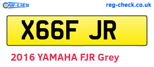 X66FJR are the vehicle registration plates.