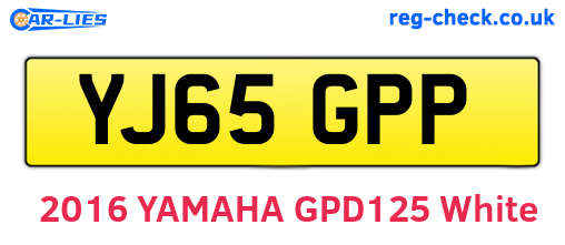 YJ65GPP are the vehicle registration plates.