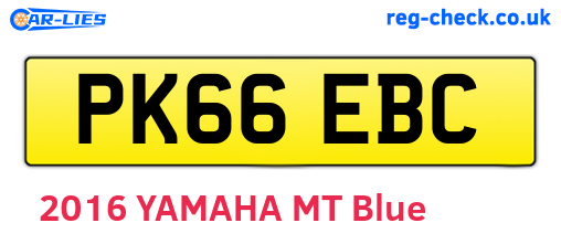 PK66EBC are the vehicle registration plates.