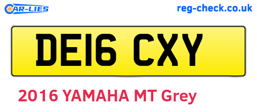 DE16CXY are the vehicle registration plates.