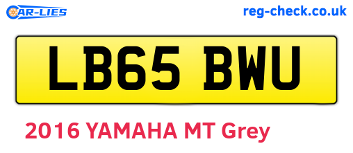 LB65BWU are the vehicle registration plates.