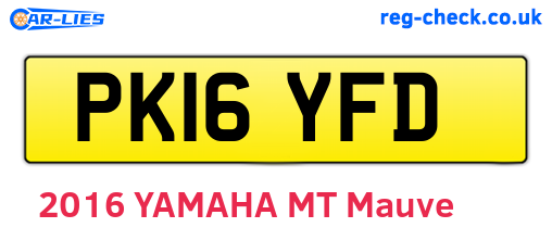 PK16YFD are the vehicle registration plates.