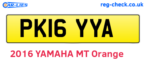 PK16YYA are the vehicle registration plates.