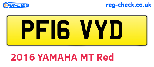 PF16VYD are the vehicle registration plates.