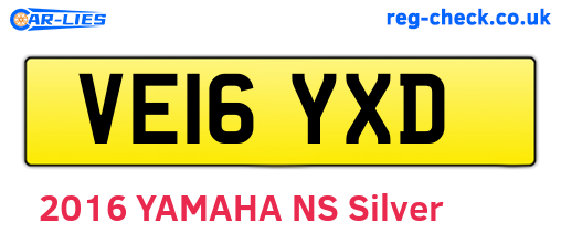 VE16YXD are the vehicle registration plates.