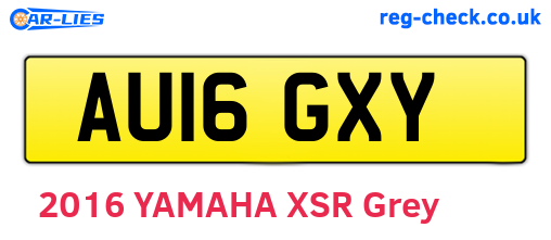 AU16GXY are the vehicle registration plates.