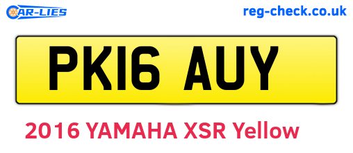 PK16AUY are the vehicle registration plates.