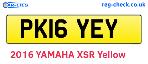 PK16YEY are the vehicle registration plates.