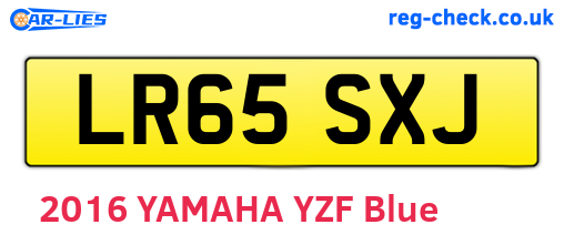 LR65SXJ are the vehicle registration plates.