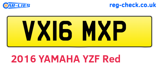 VX16MXP are the vehicle registration plates.