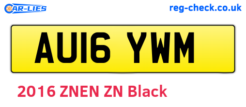 AU16YWM are the vehicle registration plates.
