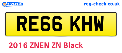 RE66KHW are the vehicle registration plates.