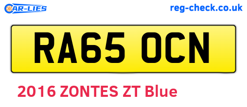 RA65OCN are the vehicle registration plates.