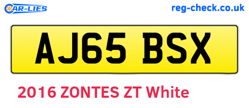 AJ65BSX are the vehicle registration plates.