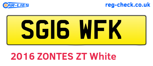 SG16WFK are the vehicle registration plates.