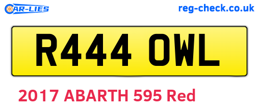 R444OWL are the vehicle registration plates.