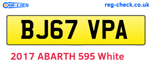 BJ67VPA are the vehicle registration plates.