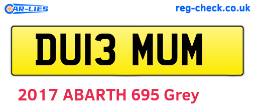 DU13MUM are the vehicle registration plates.