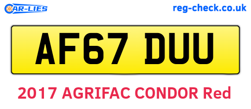 AF67DUU are the vehicle registration plates.