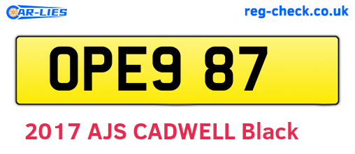 OPE987 are the vehicle registration plates.