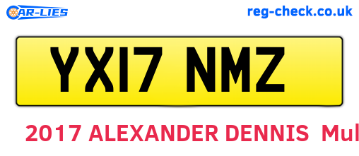 YX17NMZ are the vehicle registration plates.