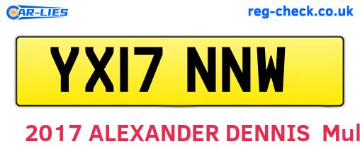 YX17NNW are the vehicle registration plates.