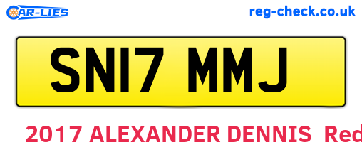 SN17MMJ are the vehicle registration plates.